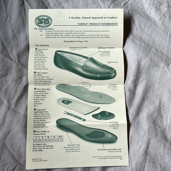 SAS White Pearl Leather Loafer Size 8 NARROW - Picture 6 of 8